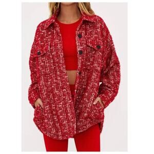 Beach Riot Noelle Shacket Merry Sparkle Tweed Size Large